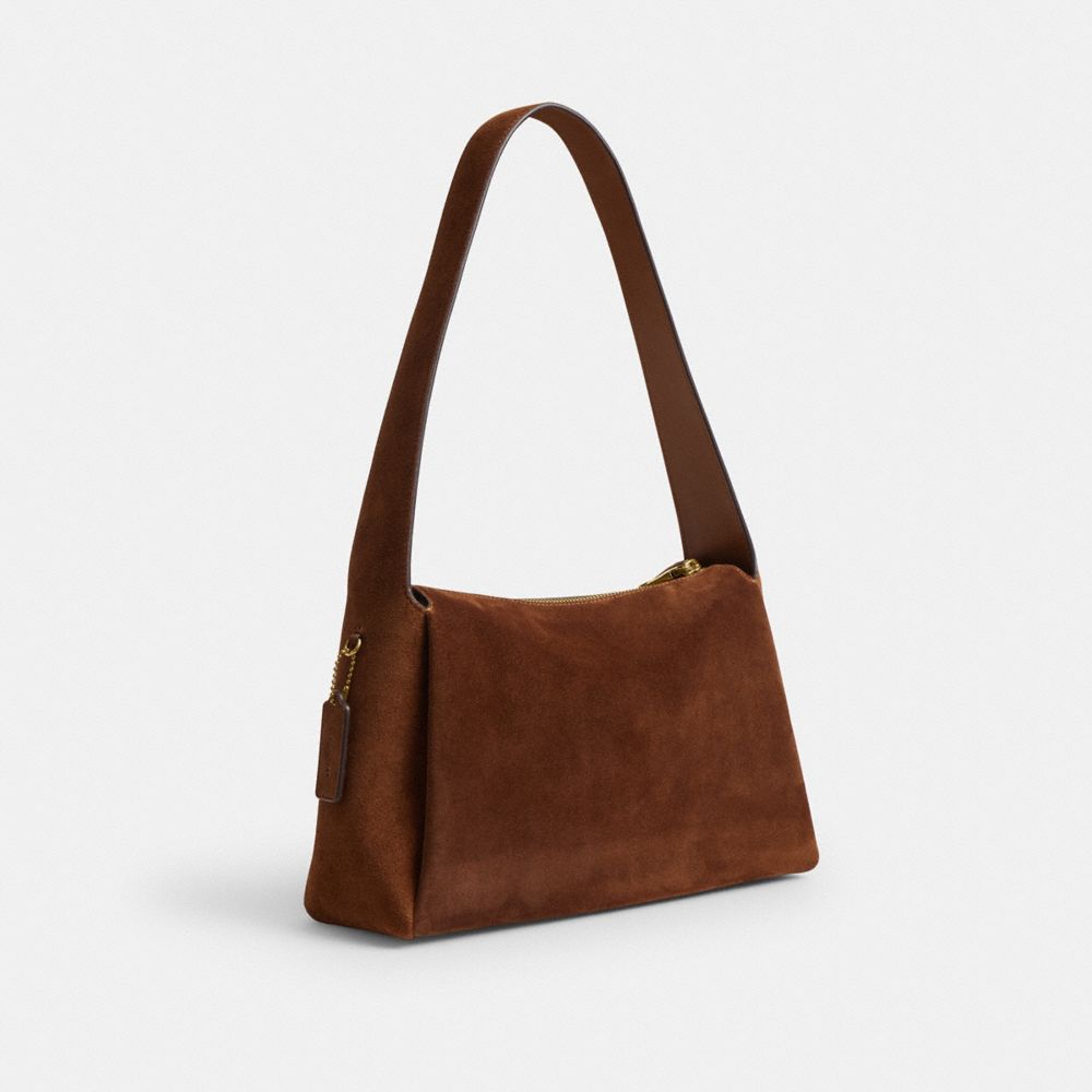 COACH®,Lola Shoulder Bag,Suede,Leather,Calfskin Leather,Lining Leather,Shoulder Bag,Logo,Metal,Brass,Casual,Brown,Angle View