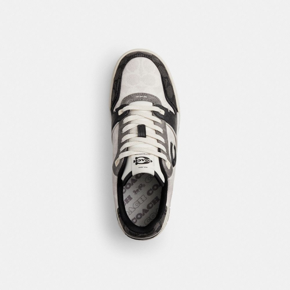 COACH®,Soho Sneaker In Mixed Signature,Rubber,EVA,Canvas,Casual,Low Top,Fabric,Logo,Color Block,Sustainable,Casual,Multi Color,Inside View,Top View