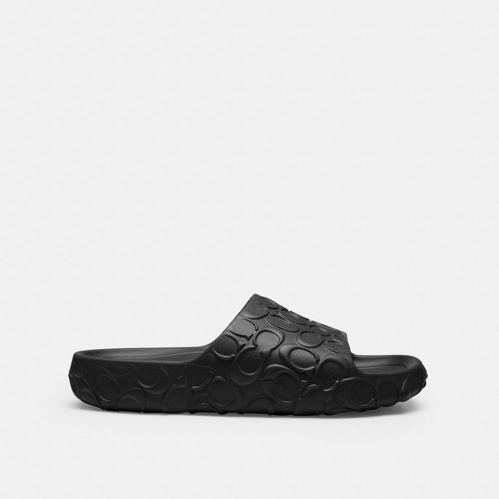 COACH®,Bay Slide,EVA,Lining EVA,Slides,Plastic,Logo,Pool,Black,Angle View