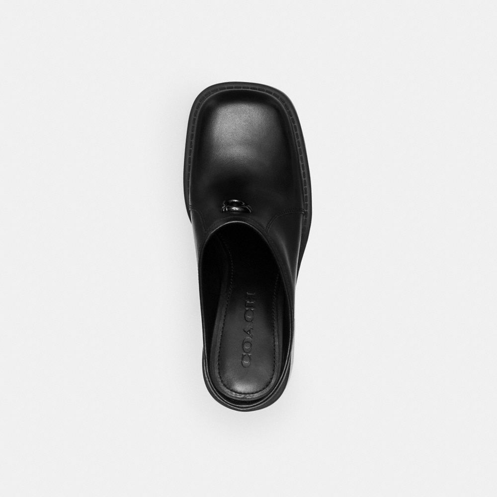 COACH®,Sculpted C Heeled Mule,Black,Inside View,Top View