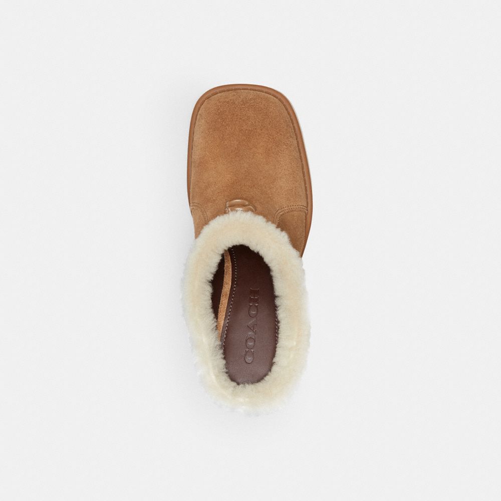 COACH®,Sculpted C Heeled Mule,Brown,Inside View,Top View