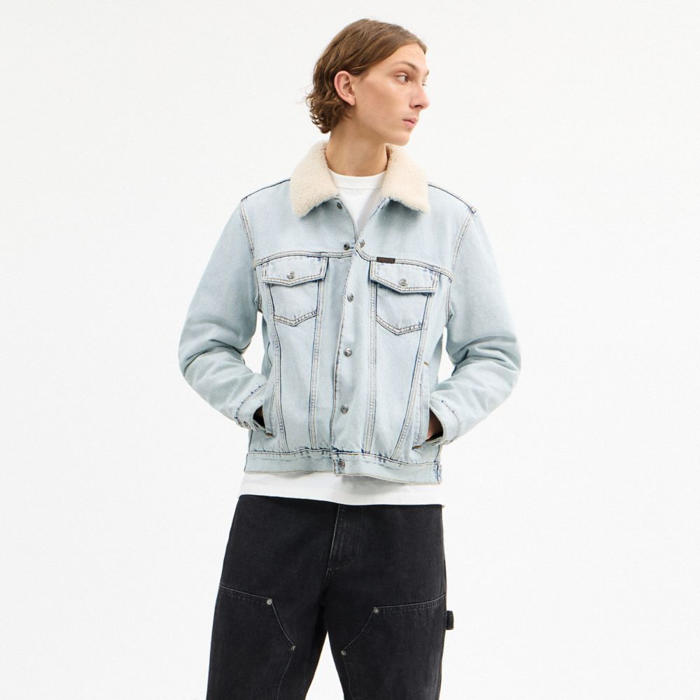 COACH®,Denim Jacket With Shearling Collar,,Scale View