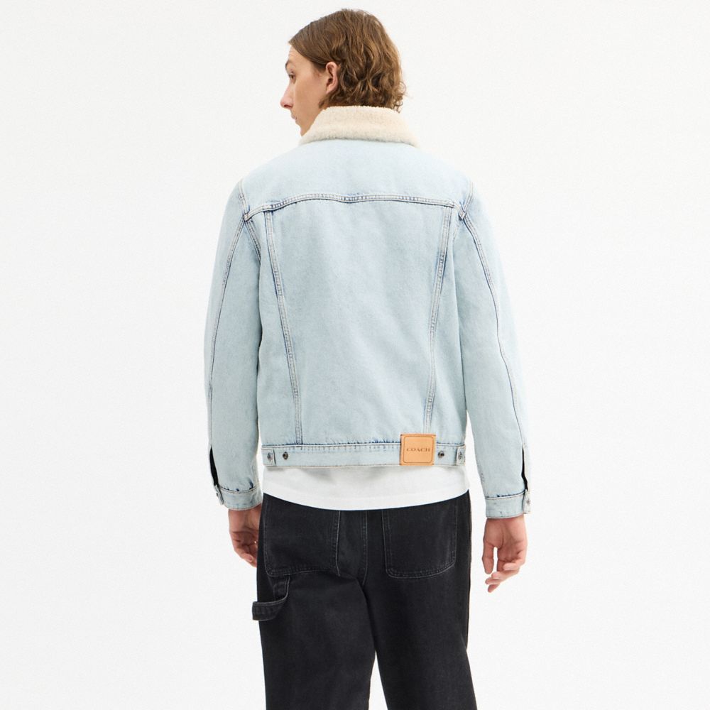 COACH®,Denim Jacket With Shearling Collar,,Scale View