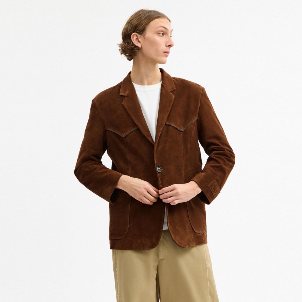 COACH®,Suede Western Blazer,,Scale View