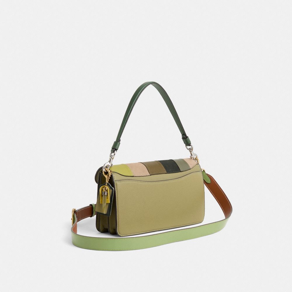 COACH®,Upcrafted Tabby Shoulder Bag 26,Leather,Shoulder Bag,Metal,Mixed Media,Logo,Gold Metal,Day Party,Olive,Angle View