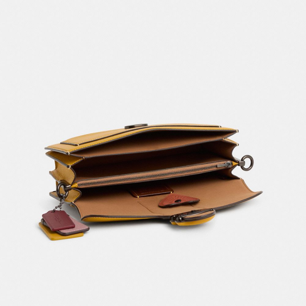 COACH®,Upcrafted Tabby Shoulder Bag 26,Leather,Shoulder Bag,Embossed,Metal,Stripe,Logo,Adjustable,Color Metal,Casual,Mustard,Inside View,Top View