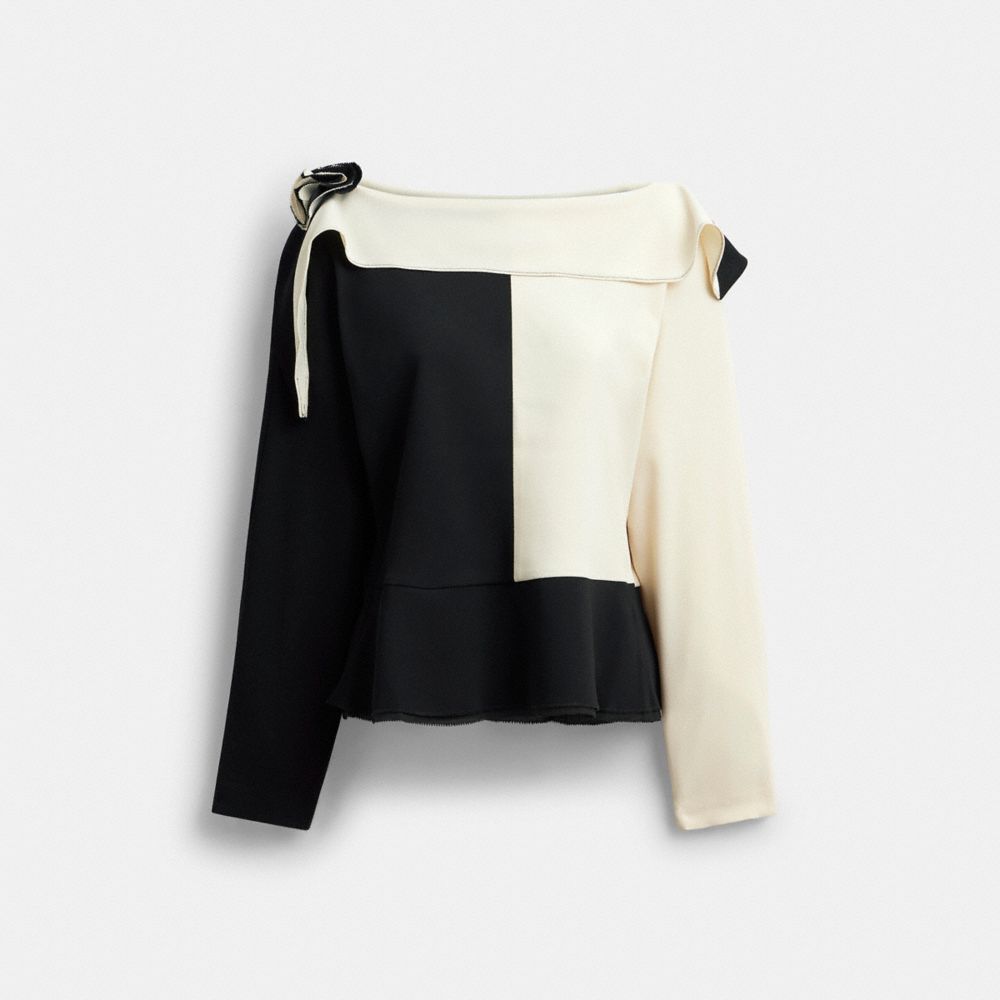 COACH®,Long Sleeve Cut Off Top,,Front View