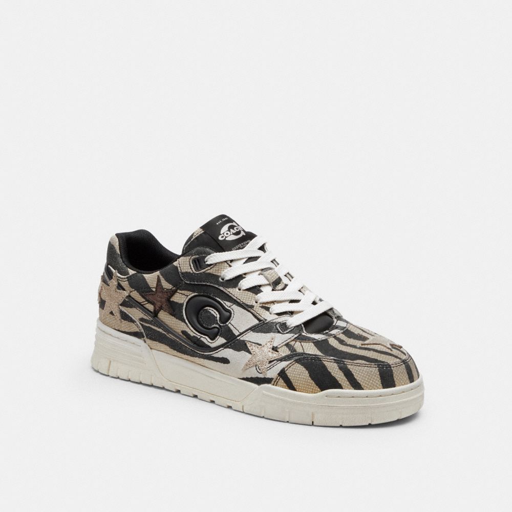 COACH®,Soho Sneaker With Stars,Rubber,Recycled Polyester,Polyester,EVA,Leather,Casual,Fabric,Plastic,Logo,Piping,Sustainab...,Multi Color,Front View