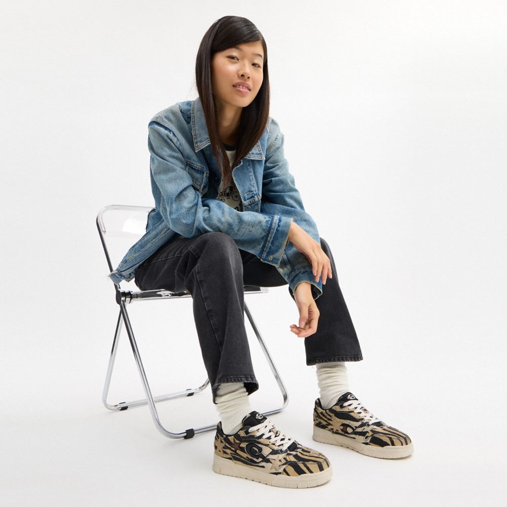 COACH®,Soho Sneaker With Stars,Rubber,Recycled Polyester,Polyester,EVA,Leather,Casual,Fabric,Plastic,Logo,Piping,Sustainab...,Multi Color,Detail View