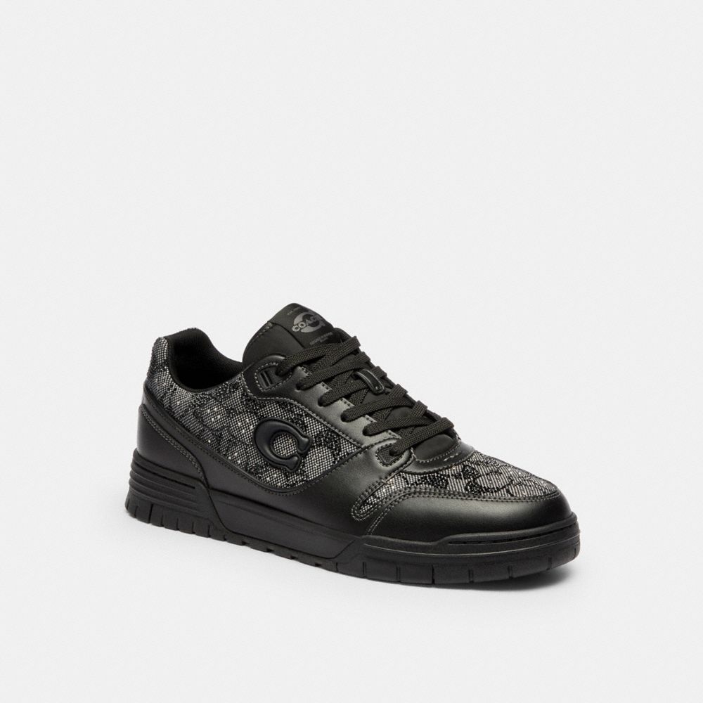 COACH®,Soho Sneaker With Crystal Signature Jacquard,Black,Front View
