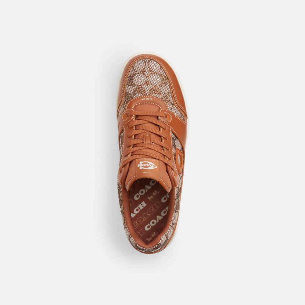 COACH®,Soho Sneaker With Crystal Signature Jacquard,,Inside View,Top View