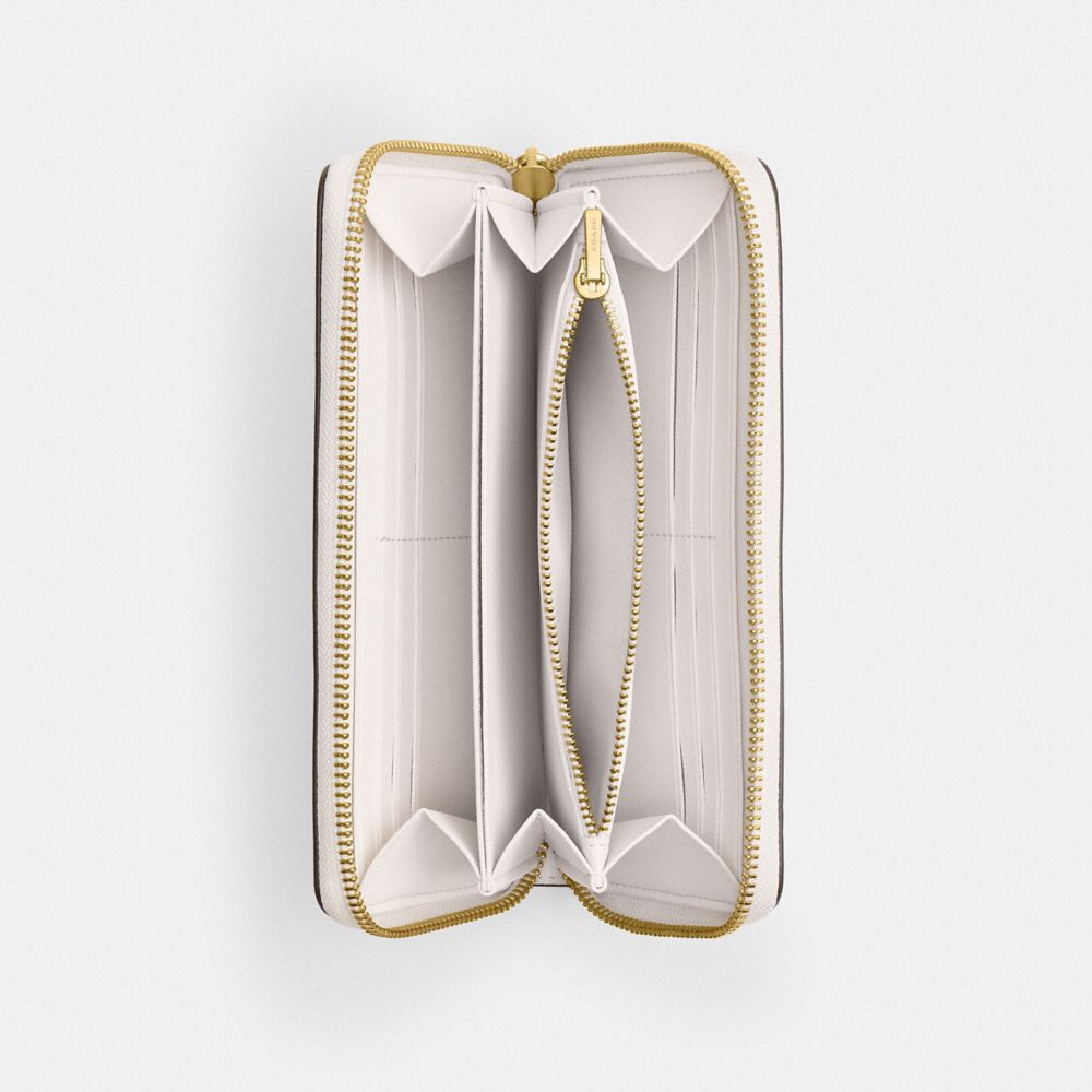 COACH®,Disney X Coach Essential Accordion Zip Wallet With Pluto,Calfskin Leather,Leather,Continental,Casual,Cream,Inside View,Top View