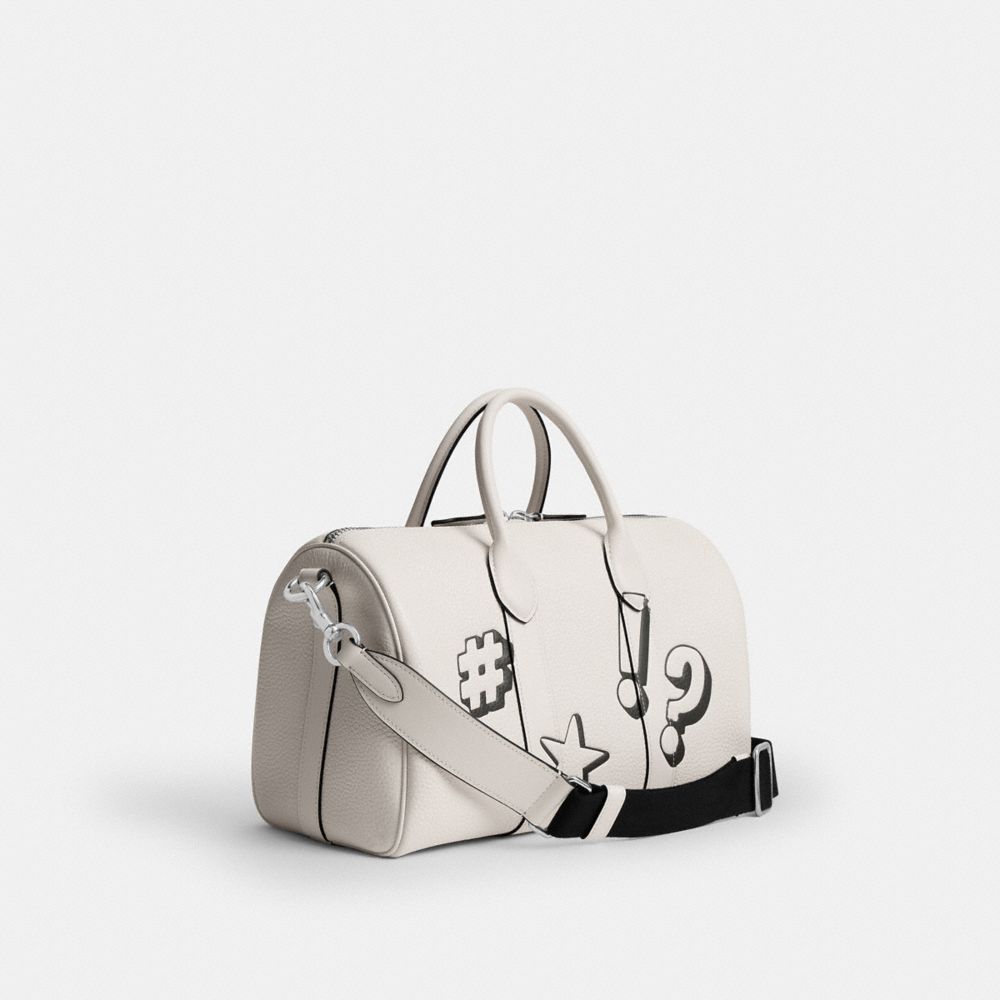COACH®,Disney X Coach Compass Bag 35 With Mickey Mouse,White,Angle View