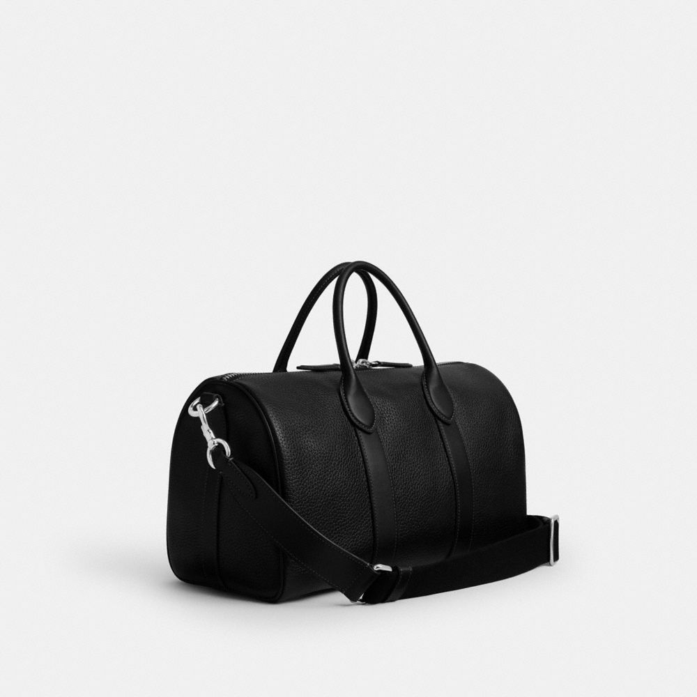 COACH®,Disney X Coach Compass Bag 35 With Mickey Mouse,Leather,Black,Angle View