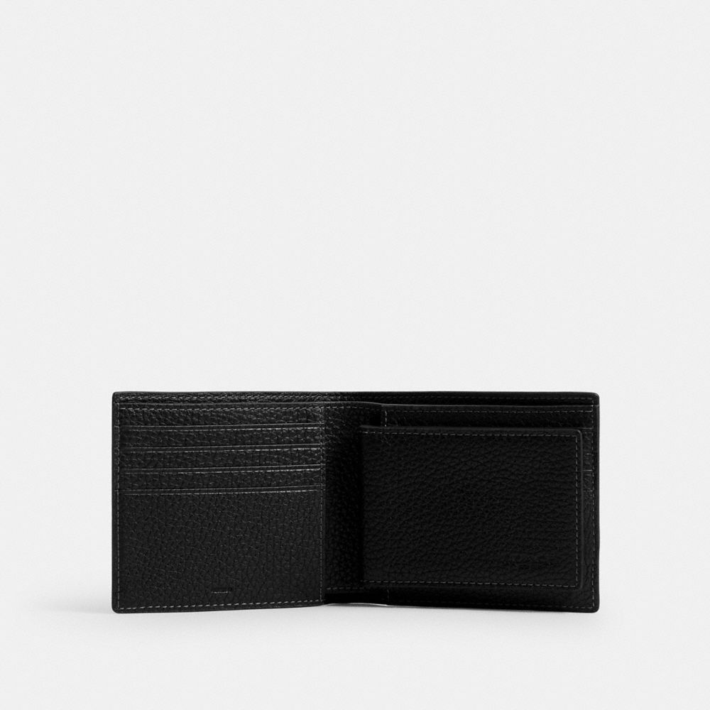 COACH®,Disney X Coach 3 In 1 Wallet In Regenerative Leather With Mickey Mouse,Black,Inside View,Top View