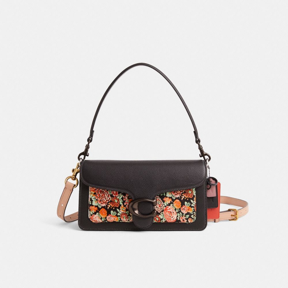 COACH®,Upcrafted Tabby Shoulder Bag 26,Leather,Shoulder Bag,Pattern,Metal,Logo,Day Party,Casual,Black,Front View