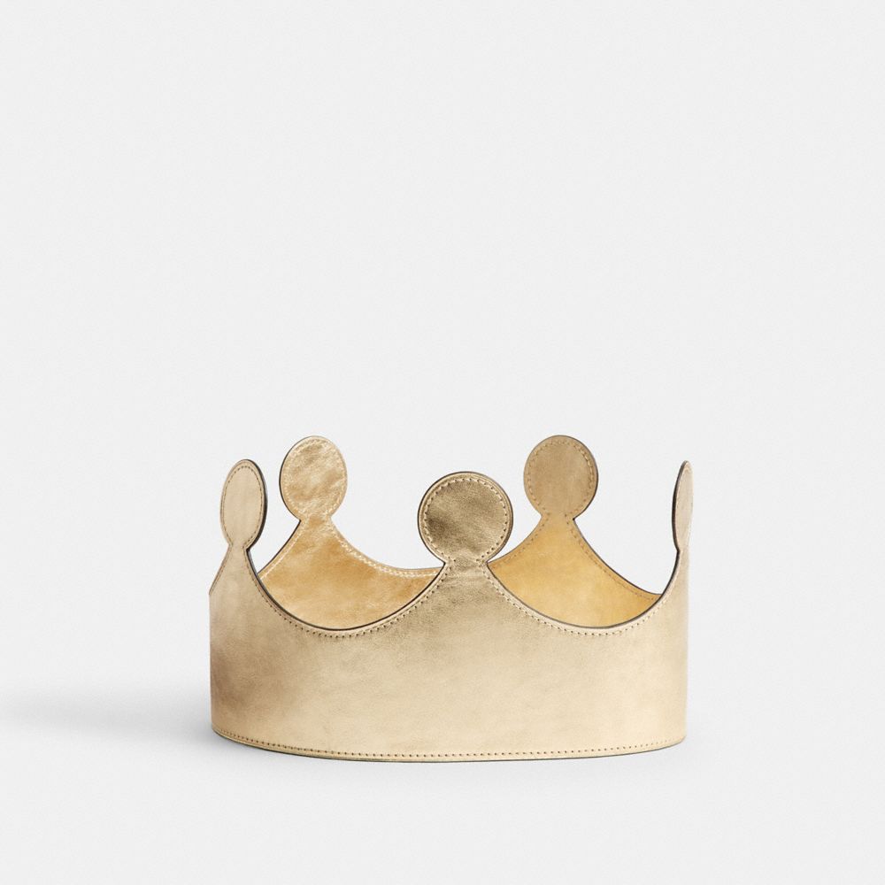 COACH®,Crown,Leather,Circle,Party,Gold,Metallic,Front View