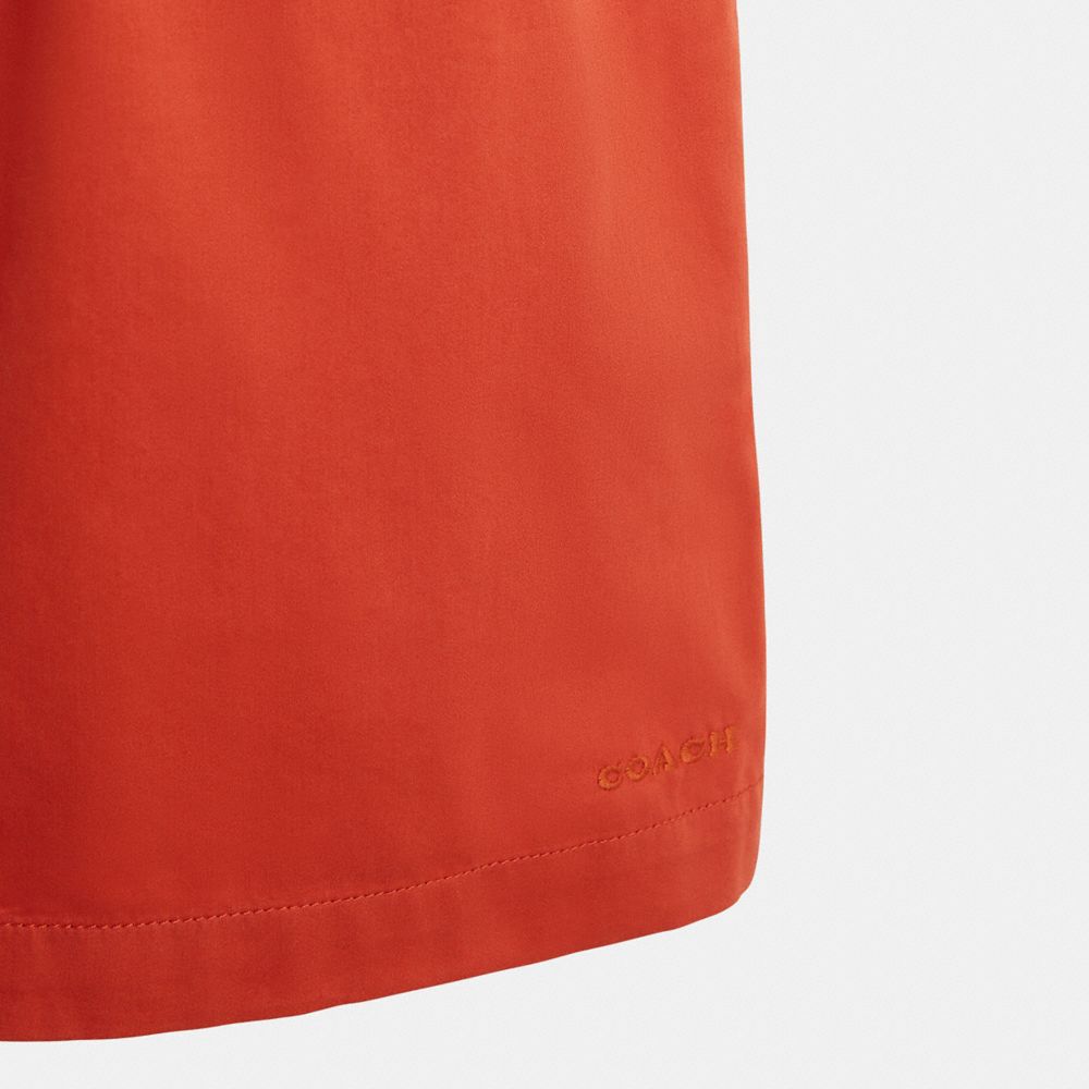 COACH®,Restored Solid Shorts,Cotton,Straight,Embroidered,Logo,Drawstring,Casual,Burnt Orange,Scale View