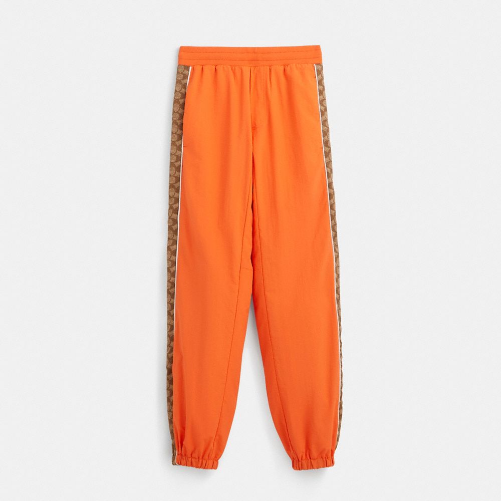 COACH®,Restored Track Joggers,Polyester,Polyamide,Track,Piping,Casual,Orange,Front View