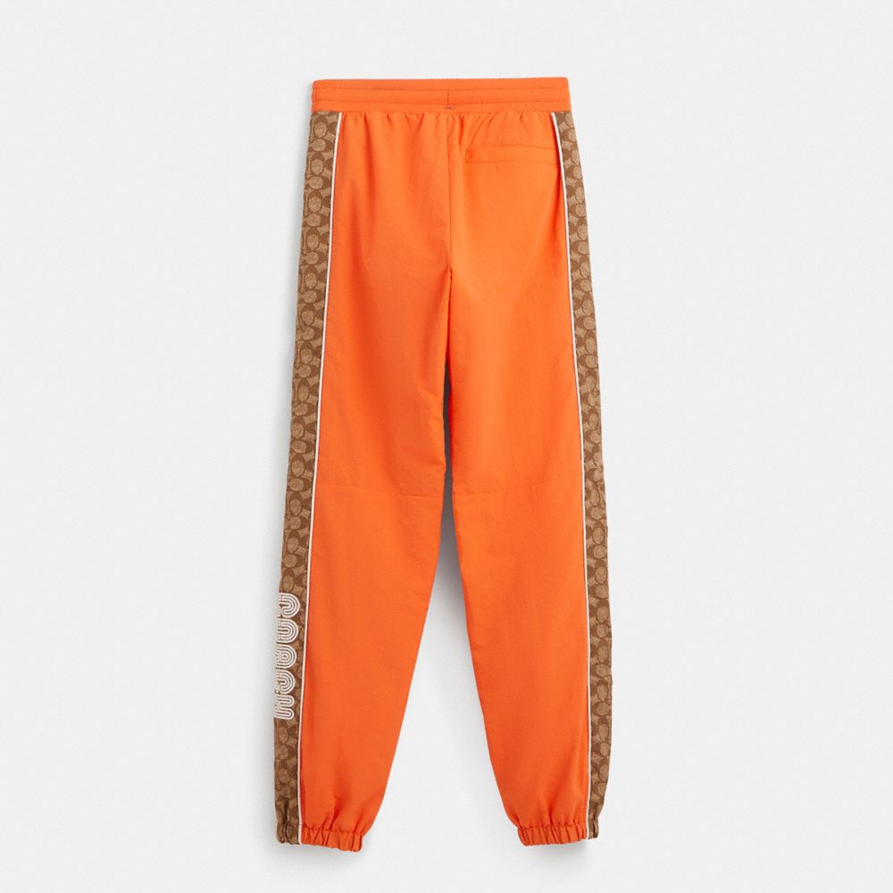 COACH®,Restored Track Joggers,Polyester,Polyamide,Track,Piping,Casual,Orange,Back View