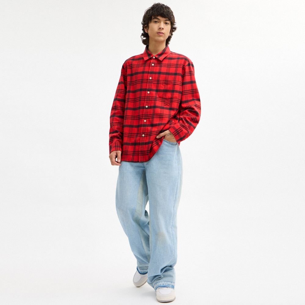 COACH®,Flannel Shirt,Multi Color,Scale View