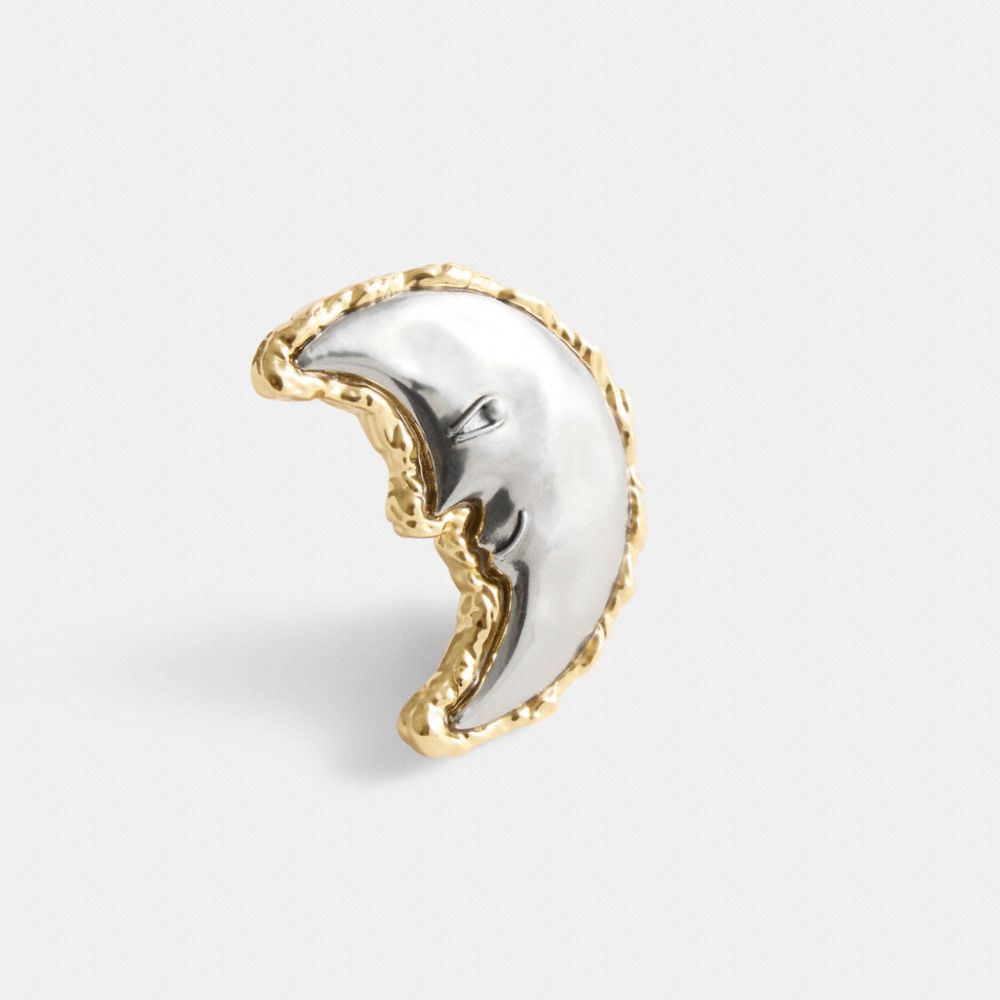 COACH®,Moon Earring,Single,Resin,Crescent Embellishment,Brass Silver,Titanium,Brass Gold,Casual,Gold,Inside View,Top View