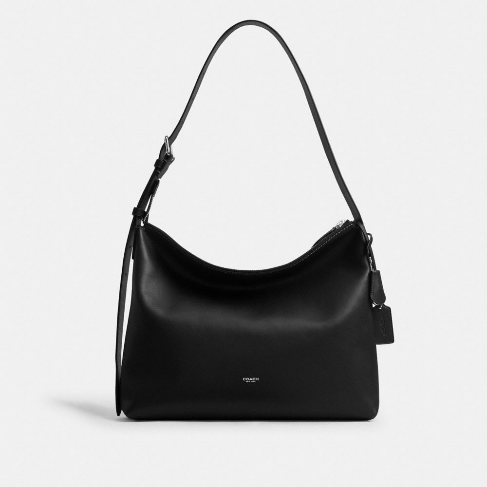 COACH®,Mott Messenger Bag 38,Leather,Crossbody,Adjustable,Casual,Black,Front View