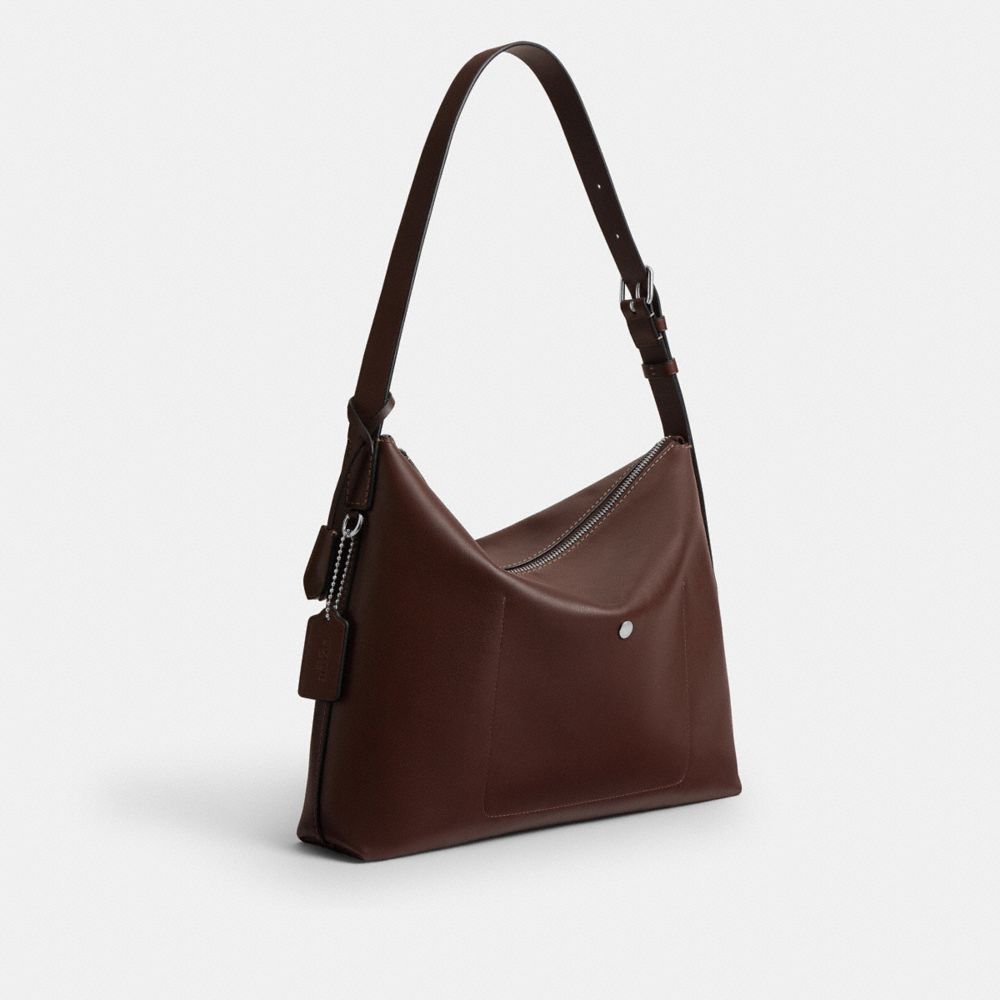 COACH®,Mott Messenger Bag 38,Leather,Crossbody,Adjustable,Casual,Brown,Angle View