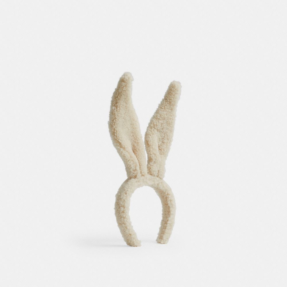 COACH®,Bunny Ears Headband In Shearling,Shearling,Headband,Animal Ears,Casual,Beige,Front View