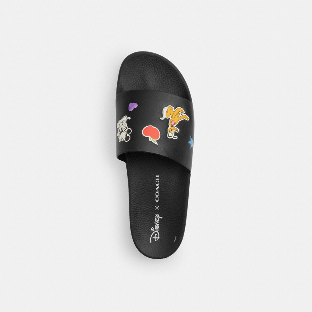 COACH®,Disney X Coach Slide With Sticker Print,Black,Inside View,Top View