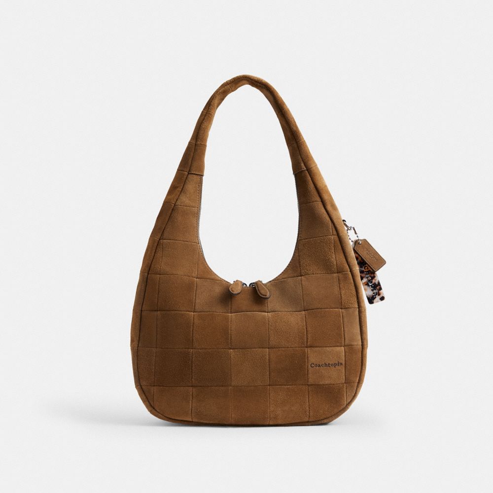 COACH®,Alter/Ego Crescent Shoulder Bag In Upcrafted Suede,,Front View
