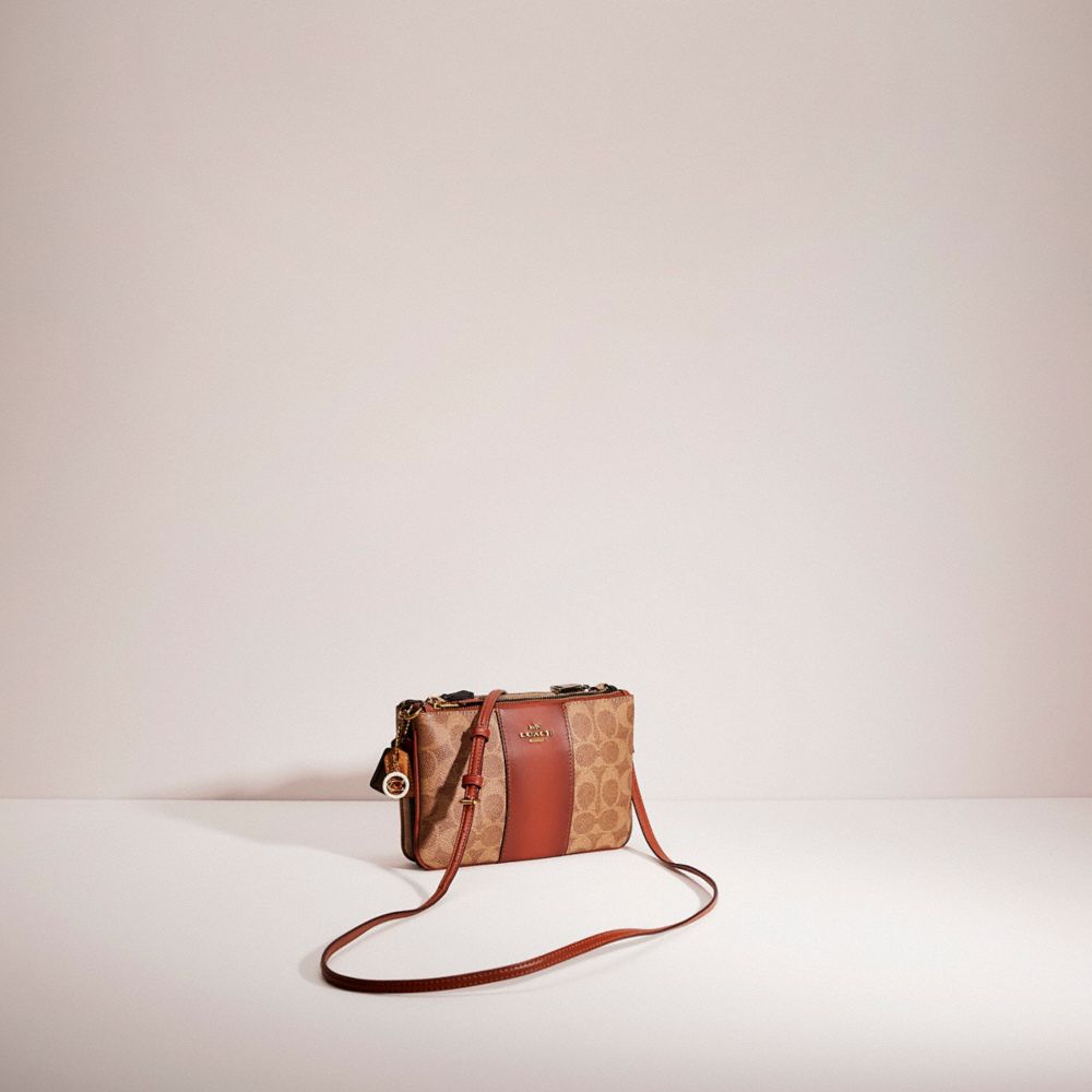COACH®,UPCRAFTED SMALL WRISTLET CROSSBODY,Polished Pebble Leather,Mini,,Angle View