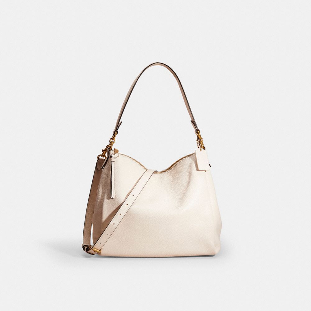 COACH®,Restored Shay Shoulder Bag,Leather,Hobo,Scratch Resistant,Casual,Cream,Front View