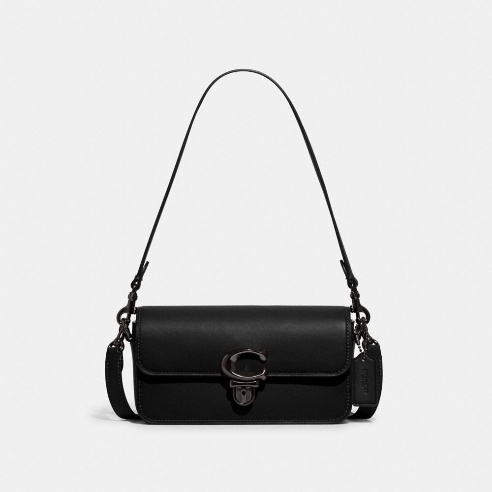 Shop Coach Studio Baguette Bag In Pewter/black