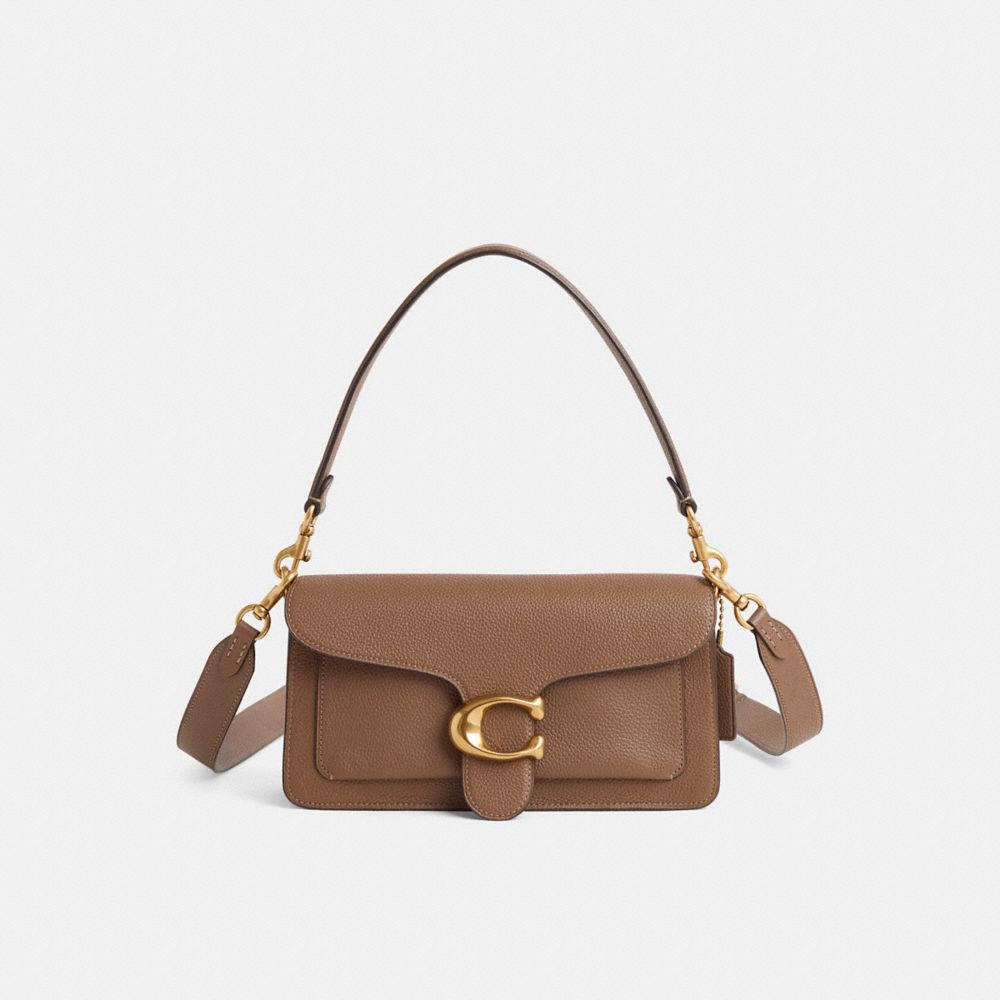 COACH®,Restored Tabby Shoulder Bag 26,Leather,Shoulder Bag,Metal,Logo,Sustainable,Brass,Day Party,Brown,Front View