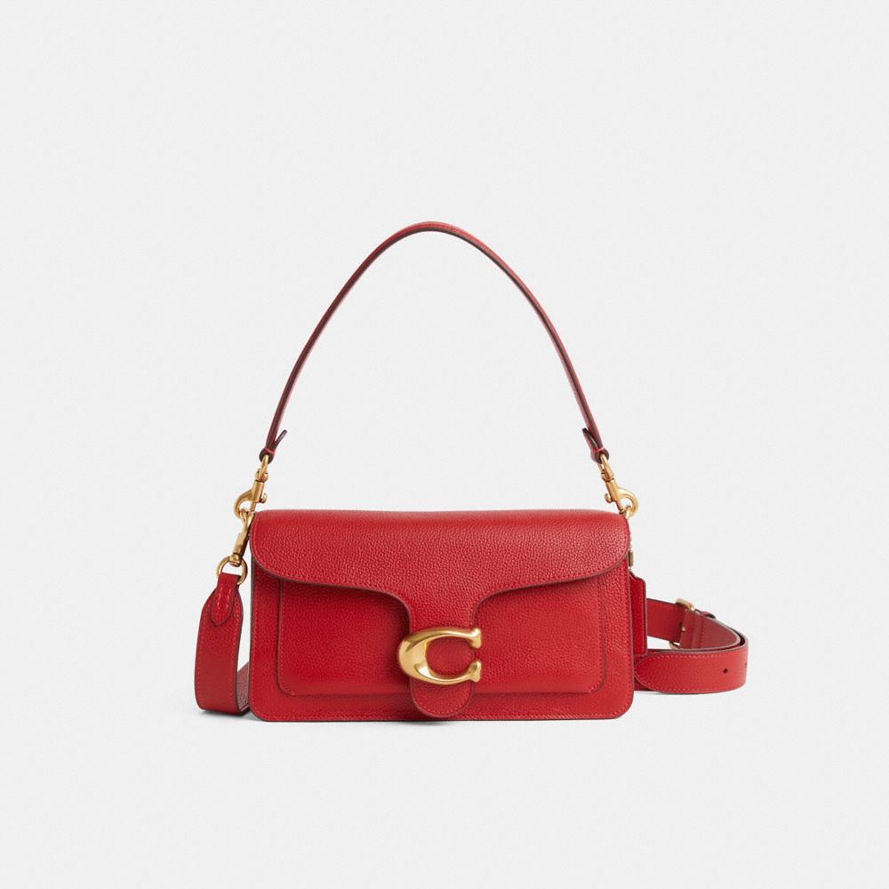 COACH®,Restored Tabby Shoulder Bag 26,Leather,Shoulder Bag,Metal,Logo,Sustainable,Brass,Day Party,Red,Front View