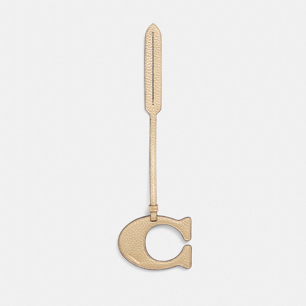 COACH®,Remade Signature Bag Charm,Bag Charm,Logo,Casual,Gold,Metallic,Front View