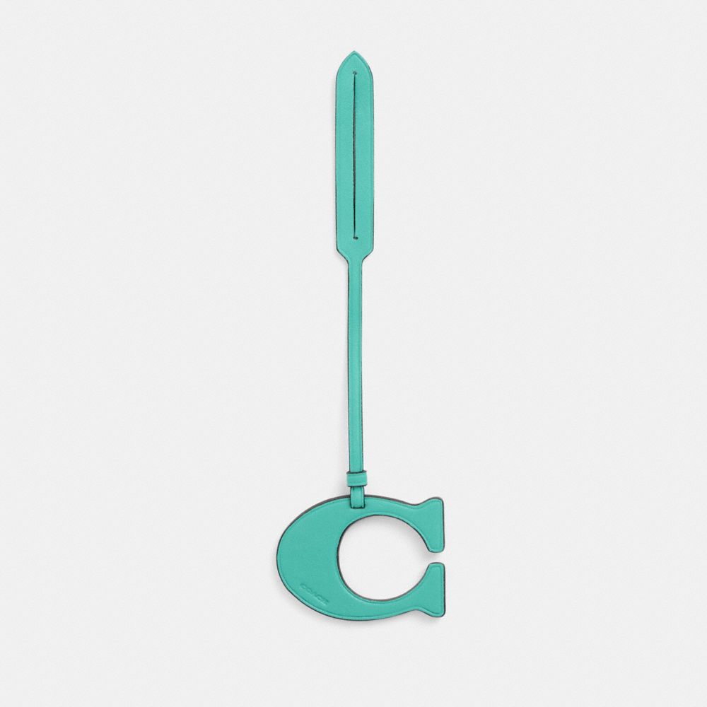 COACH®,Remade Signature Bag Charm,Bag Charm,Logo,Casual,Turquoise,Front View