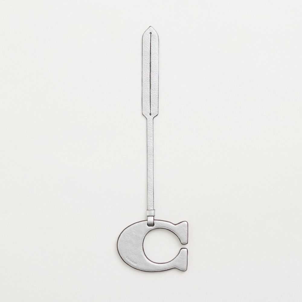 COACH®,Remade Signature Bag Charm,Bag Charm,Logo,Casual,Silver,Front View