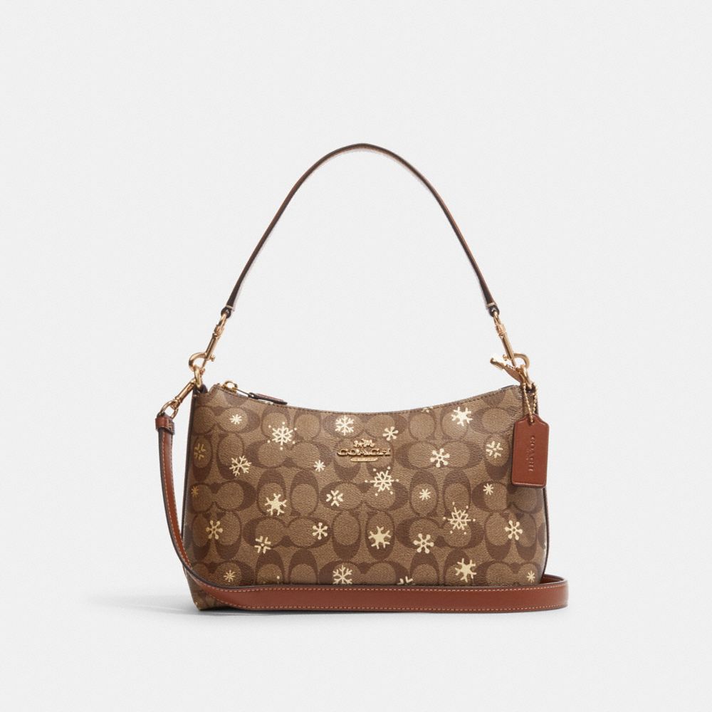 COACH: Clara Shoulder Bag In Signature Canvas With Snowflake Print