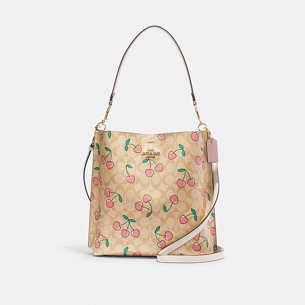 COACH: Mollie Bucket Bag In Signature Canvas With Heart Cherry Print