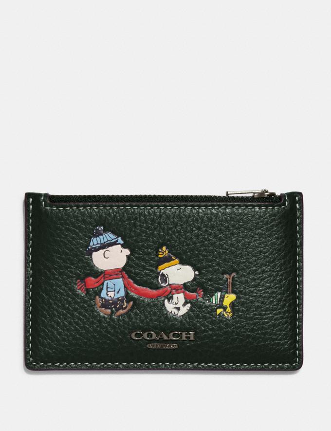 COACH X PEANUTS ZIP CARD CASE WITH SNOOPY MOTIF