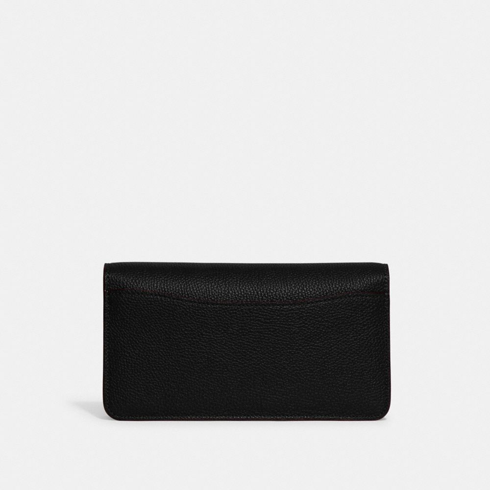 COACH®,TABBY CHAIN CLUTCH,Polished Pebble Leather,Mini,Brass/Black,Back View