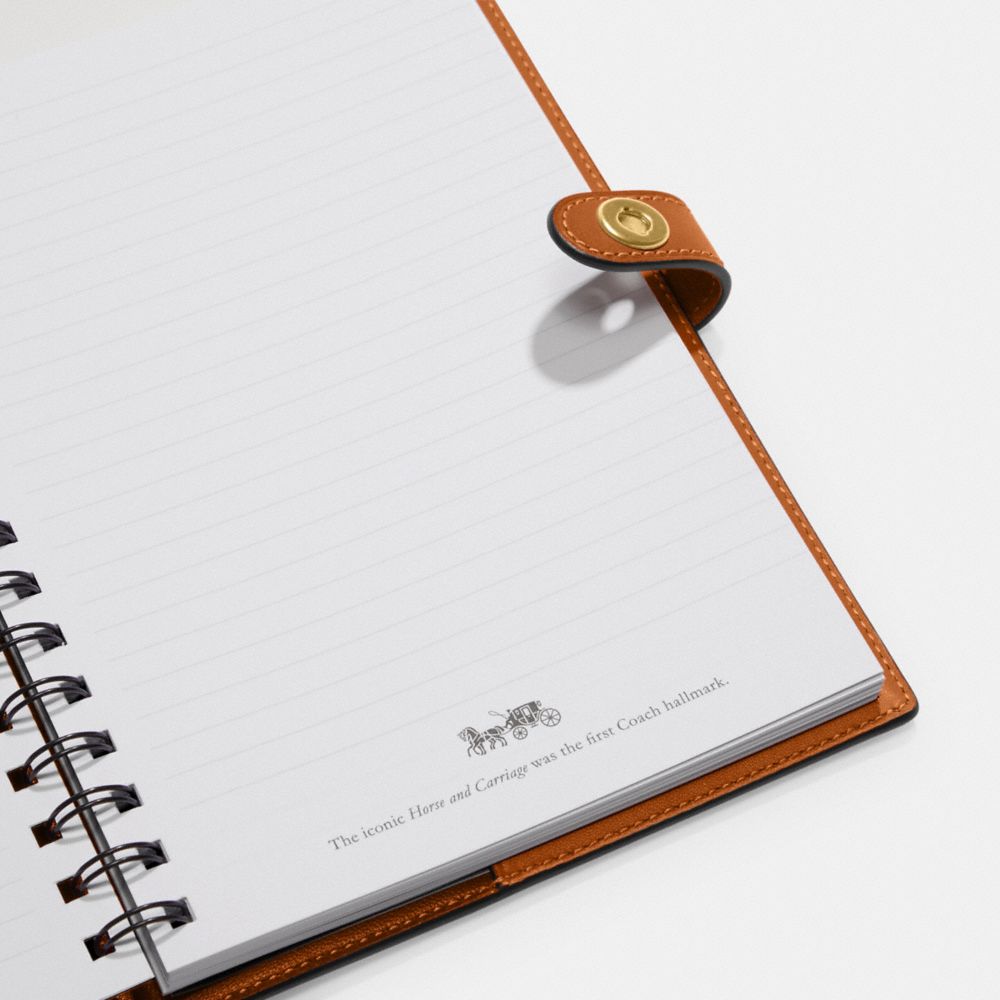 COACH®,Notebook With Rexy,Leather,Notebook,Graphic,Embossed,Brown,Interior View