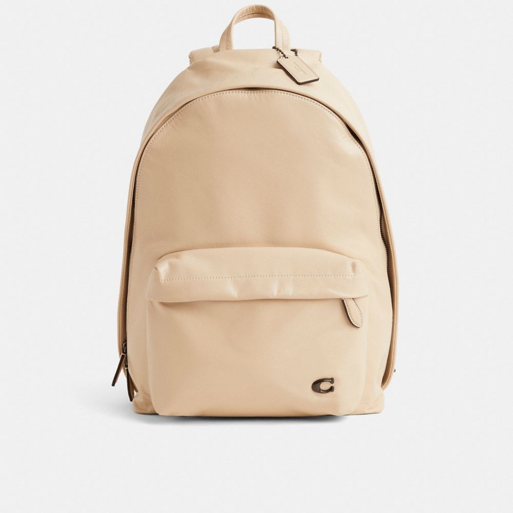 COACH®,Restored Hall Backpack,Leather,Backpack,Plastic,Metal,Logo,Adjustable,Color Metal,Casual,,Front View
