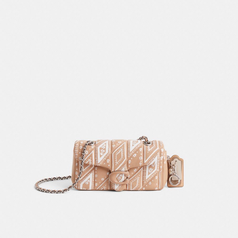 COACH®,Upcrafted Tabby Shoulder Bag 20,Lining Leather,Leather,Shoulder Bag,Logo,Chain Detail,Sustainable,Silver Metal,Day ...,Beige,Front View