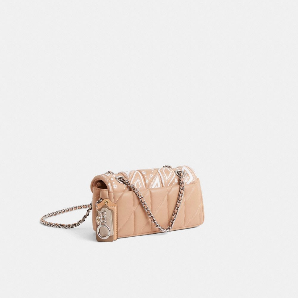 COACH®,Upcrafted Tabby Shoulder Bag 20,Lining Leather,Leather,Shoulder Bag,Logo,Chain Detail,Sustainable,Silver Metal,Day ...,Beige,Angle View