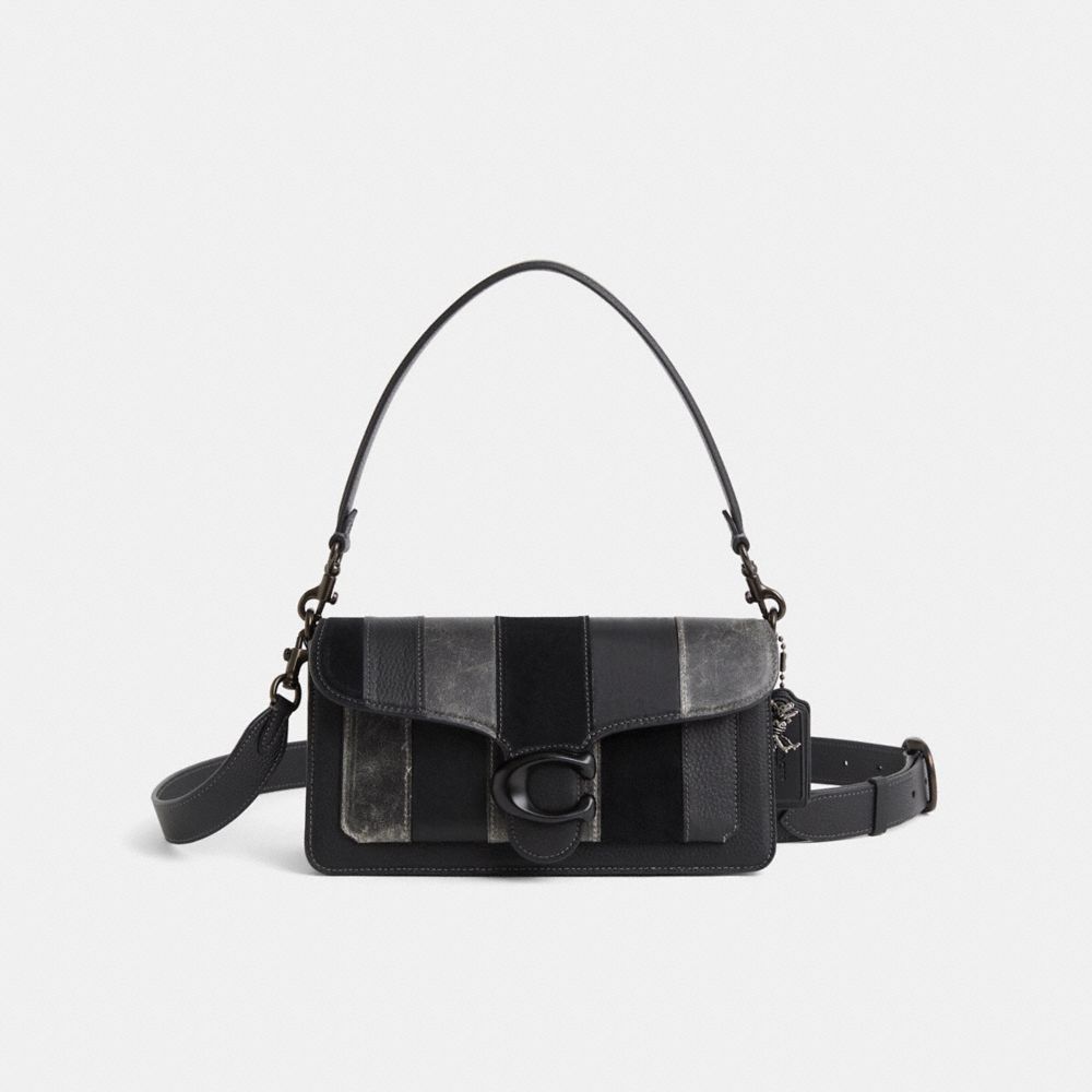 COACH®,Upcrafted Tabby Shoulder Bag 26,Leather,Suede,Shoulder Bag,Logo,Compact,Sustainable,Lined,Day Party,Black,Front View