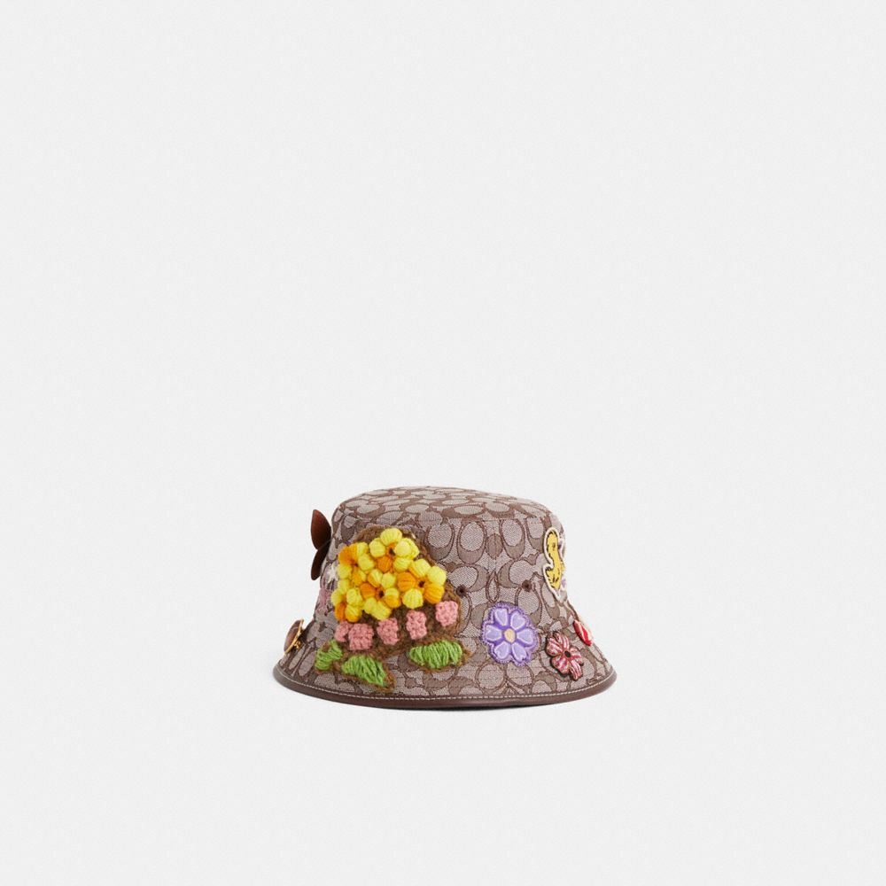 COACH®,Upcrafted Signature Jacquard Bucket Hat In Organic Cotton And Recycled Polyester,,Angle View