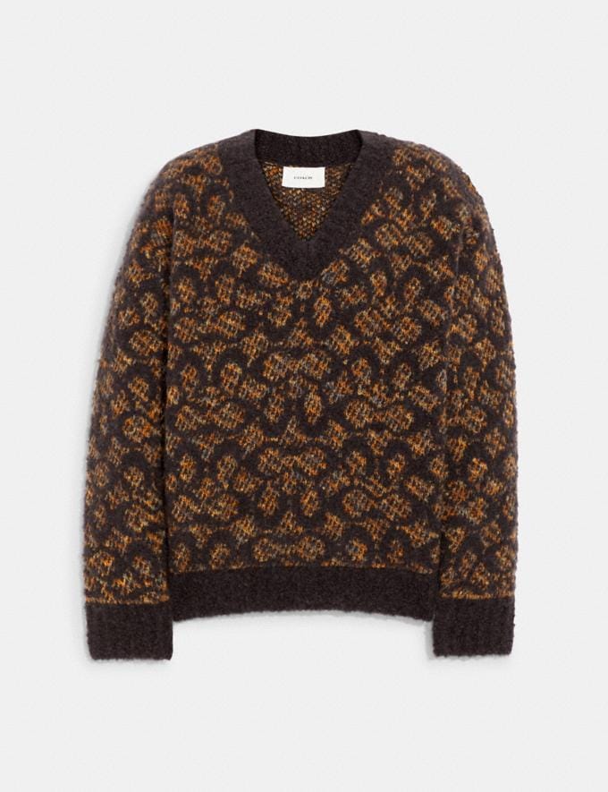 Coach Signature V-Neck Sweater Brown DEFAULT_CATEGORY  